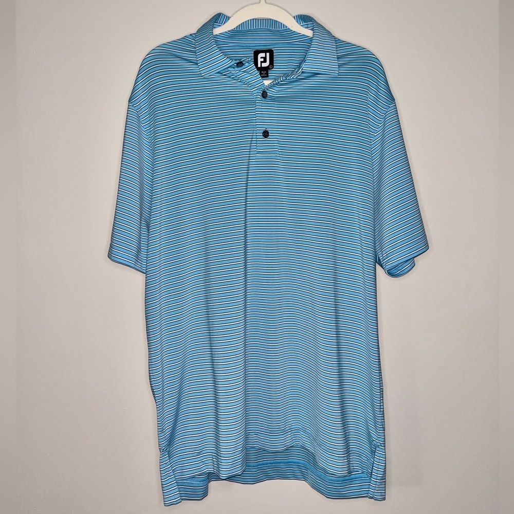 Footjoy Men’s Blue/White Striped Golf Polo Size Large